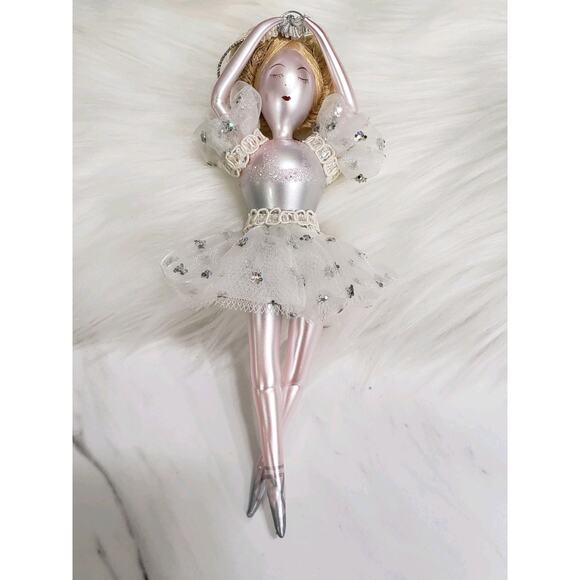 GORGEOUS Vintage Blown Glass Lady Blonde Hair BALLERINA Christmas ORNAMENT - Picture 7 of 7